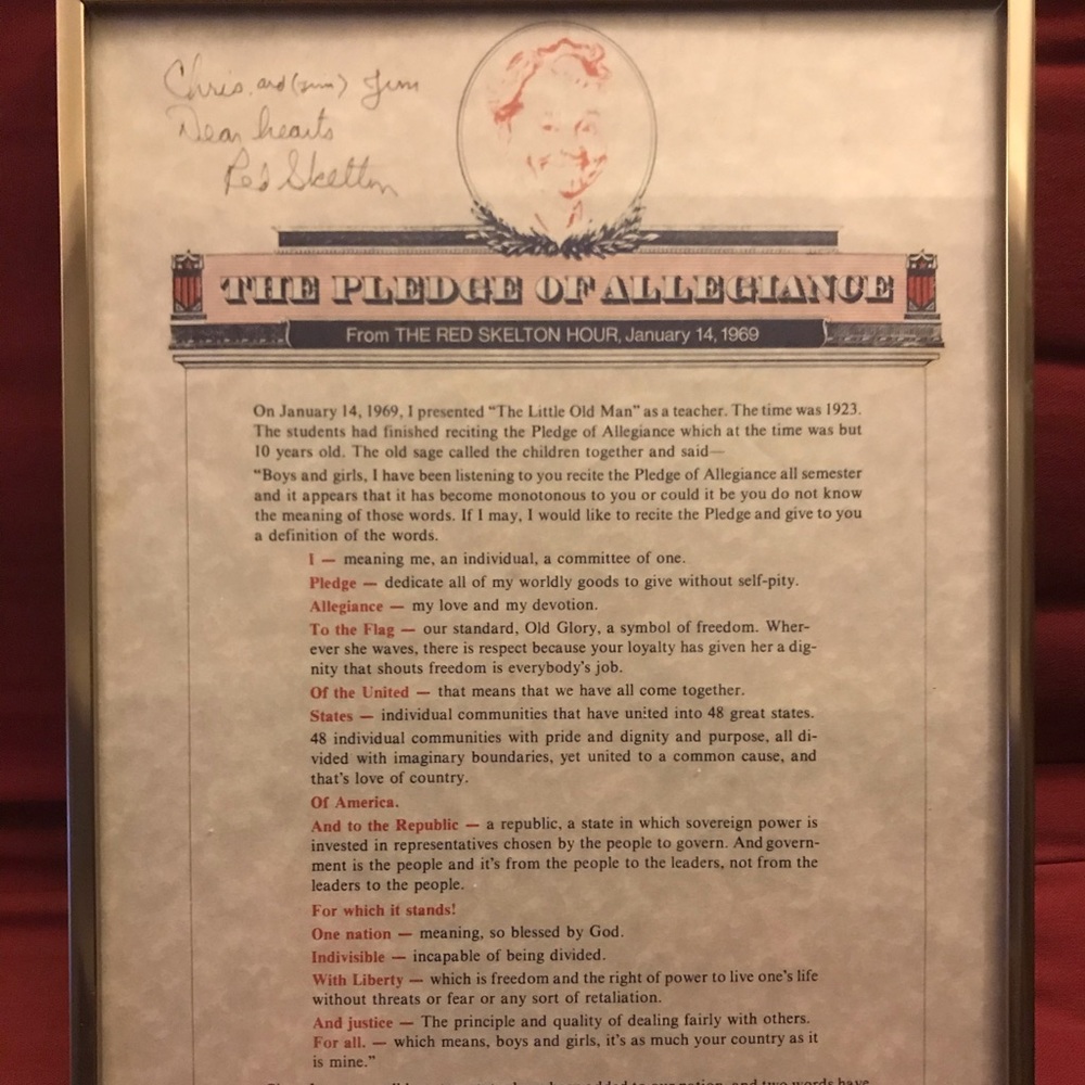Autographed Red Skelton Pledge of Allegiance